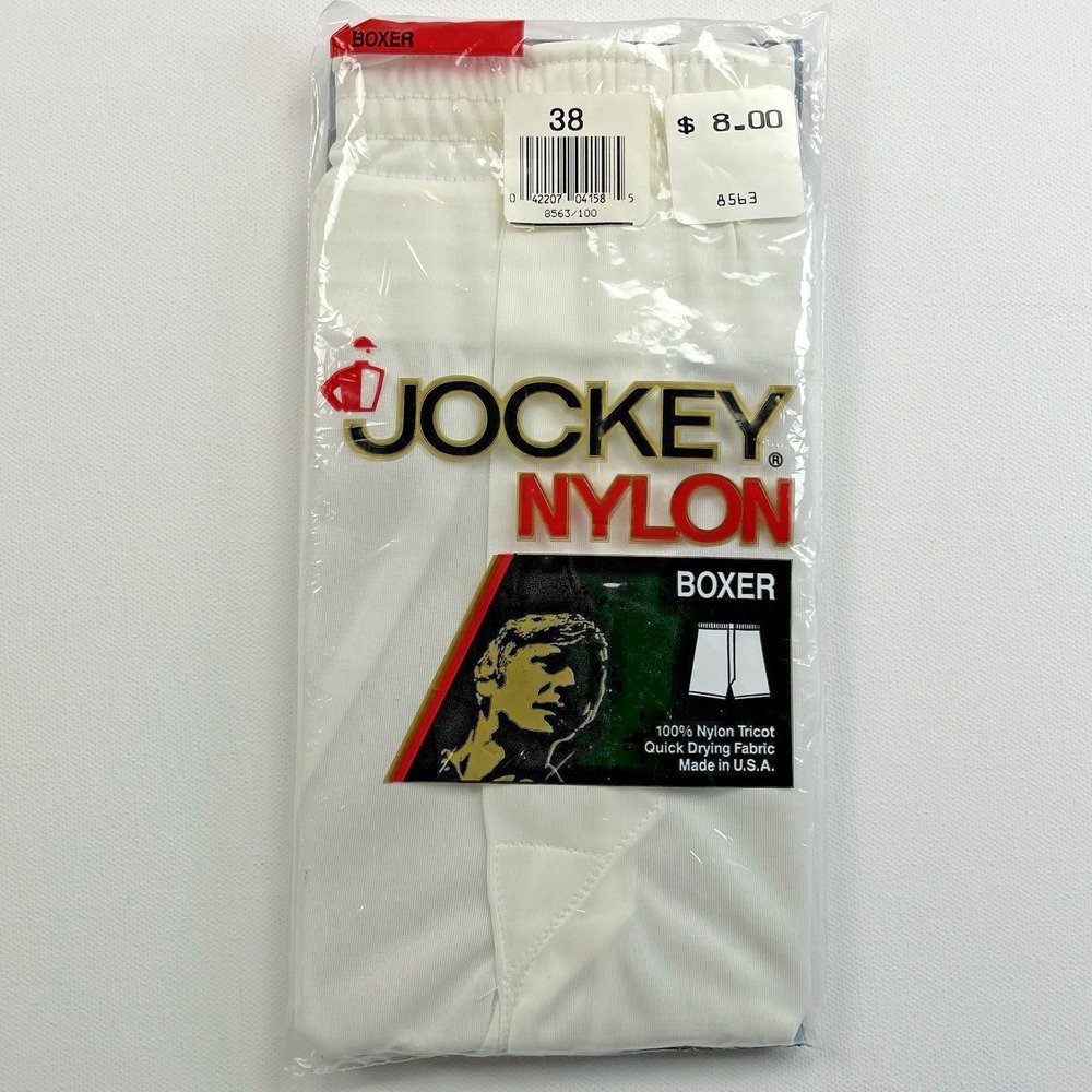 Vintage 1992 Jockey Tricot Nylon Boxers Mens Size 38 Underwear White USA NIP